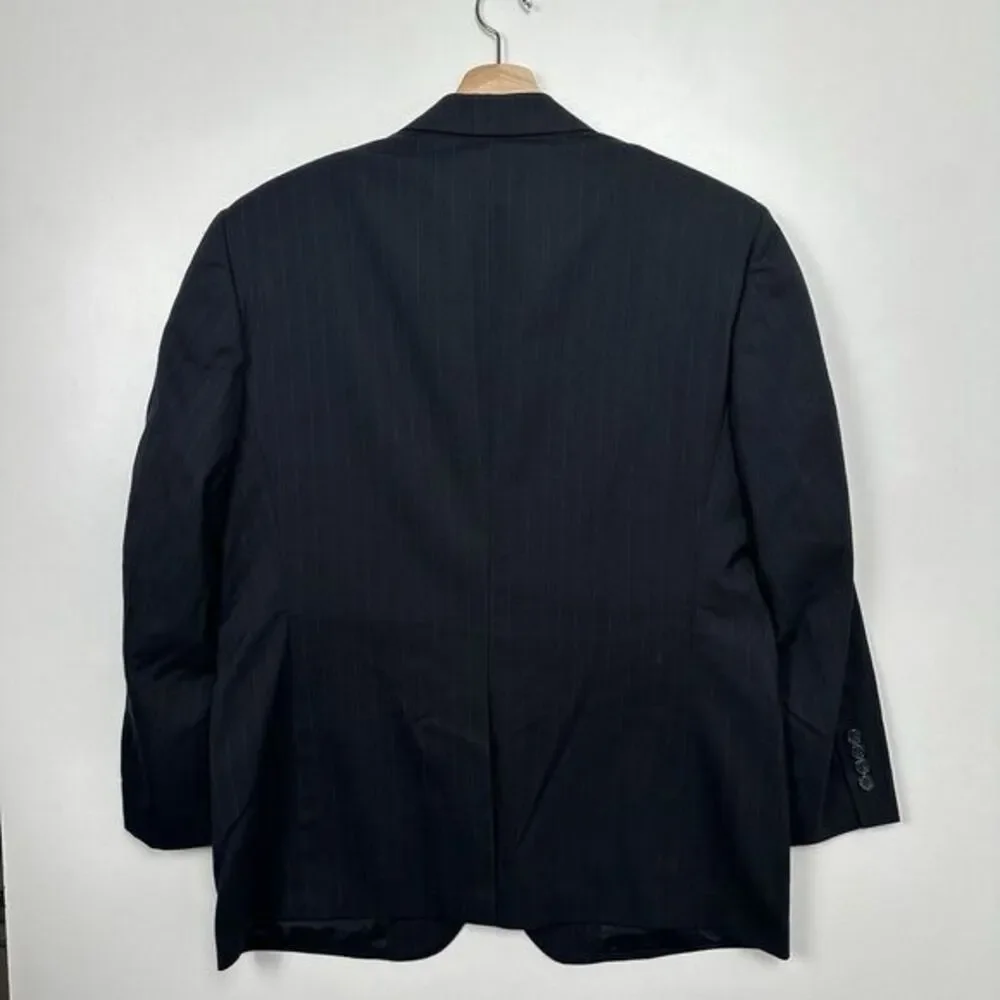 Brooks Brothers 1818 Brooksease Black Pin Stripe 2 Button Single Vent Wool Sz 42